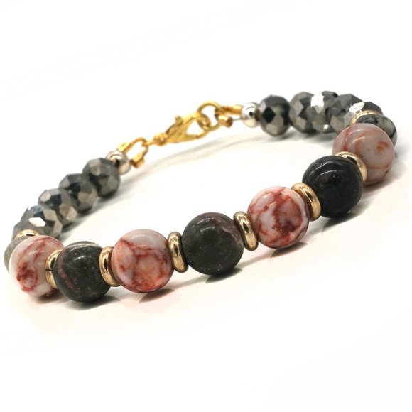 My Bead Emporium Jewelry - Bracelet with earth tones and crystals with lobster clasp.